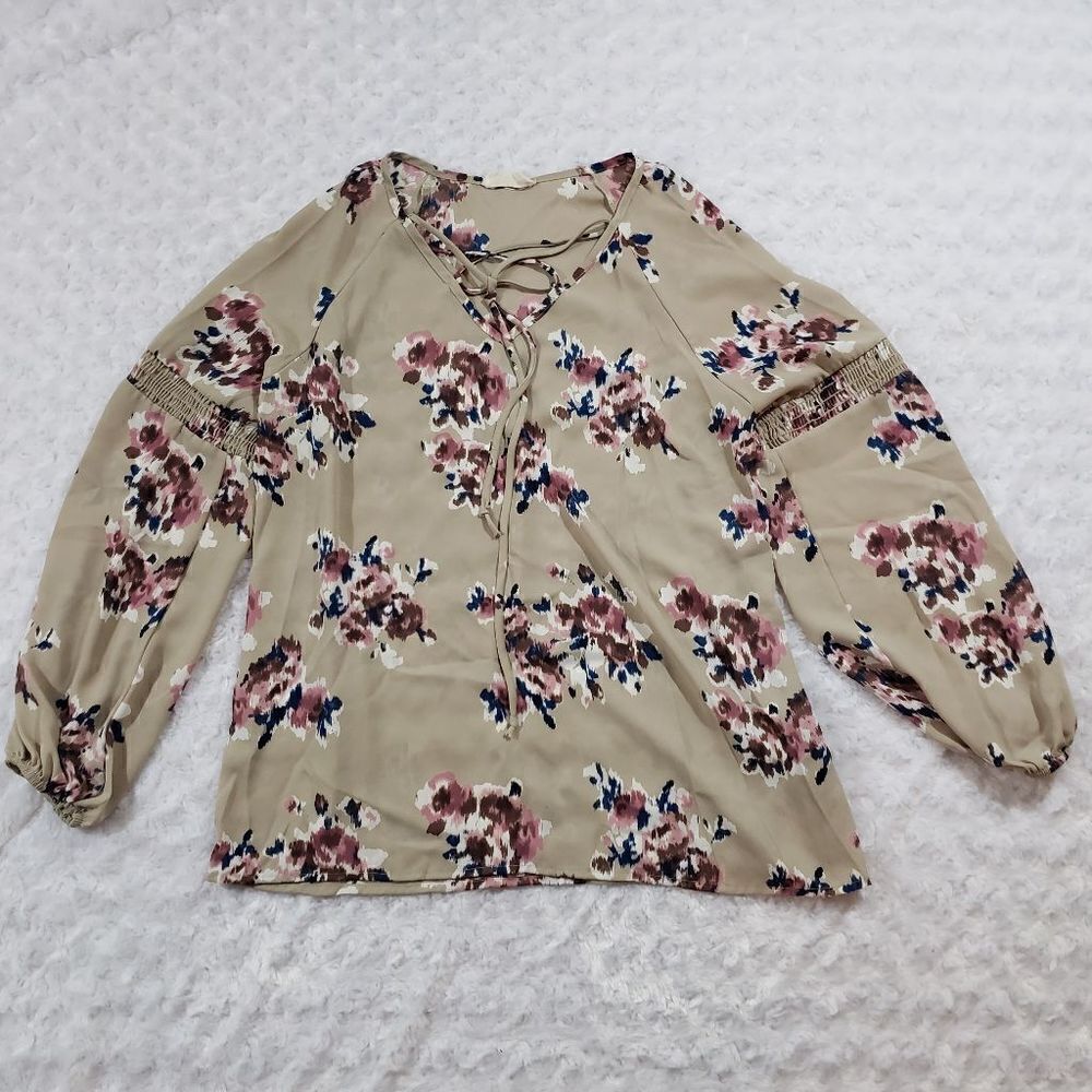 Peach Love medium sheer floral blouse